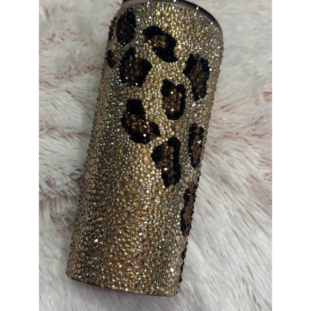 24oz Gold Leopard Crystal stainless steel Tumbler - Women Accessories‎